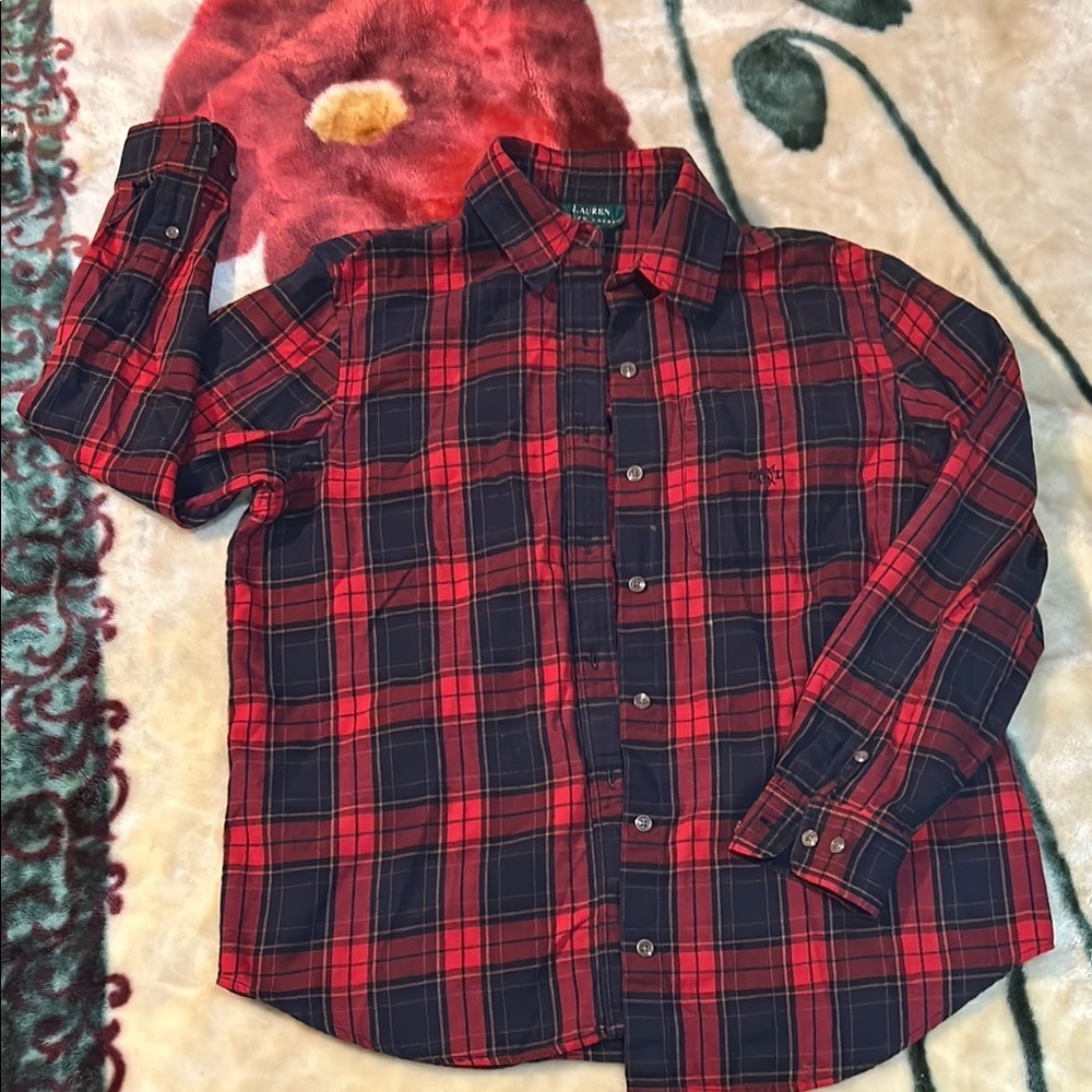 Classic Red and Black Button Down Shirt